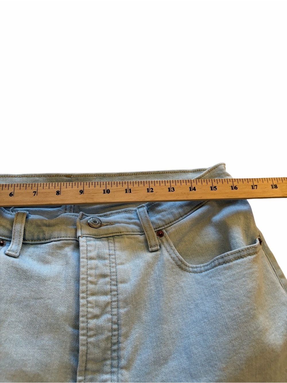 Old Navy Distressed Light Wash/Button Fly/High Waisted-Size 16 - Picture 6 of 10
